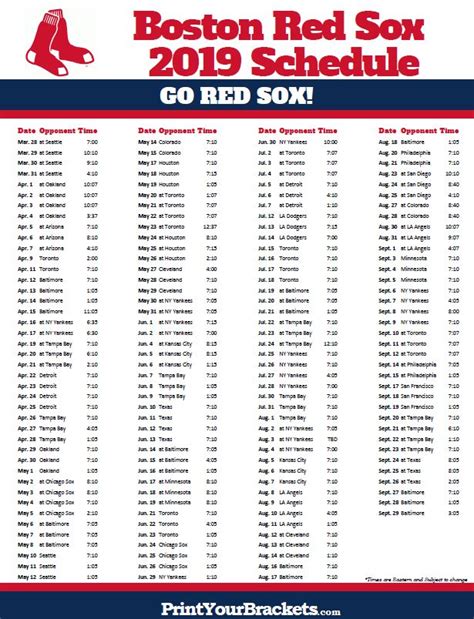 Red Sox 2023 Schedule Printable Printable World Holiday