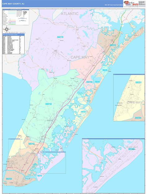 Cape May County Nj Wall Map Color Cast Style By Marketmaps Mapsales