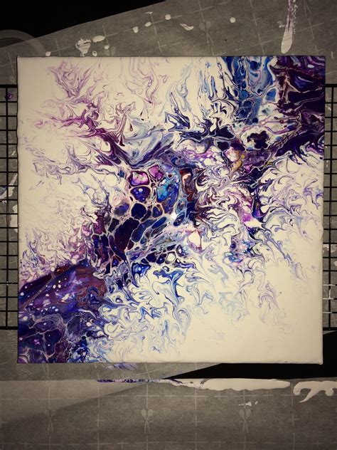 Purple Haze Jamie White Fluid Acrylic Pour On Canvas 12x12 Rart