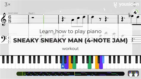Learn How To Play Sneaky Sneaky Man 4 Note Jam On Piano Yousician