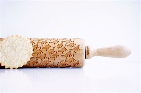 Cats Embossing Rolling Pin Laser Engraved By Valekrollingpins
