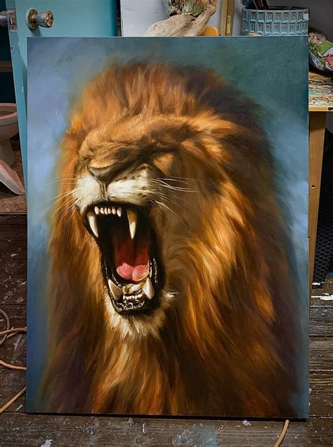 Finally Finished My Oil Painting Of This Lion Today Rpics