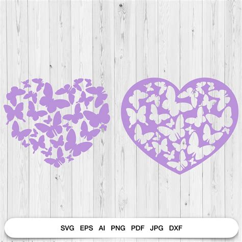 Butterfly Heart SVG for Cricut Stencil file | Etsy