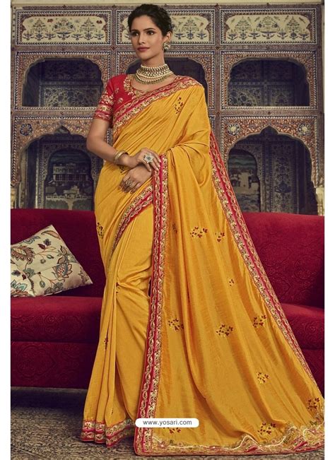 Buy Gorgeous Yellow Georgette Silk Designer Saree Party Wear Sarees