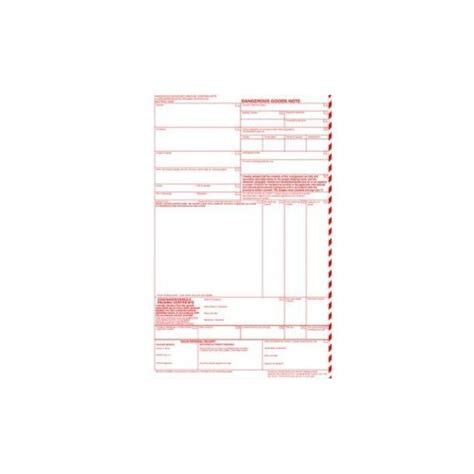 Dangerous Goods Note Pack Of Sheets