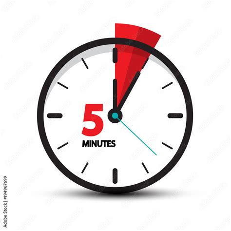 Five Minutes Clock Icon Isolated On White Background Minutes Vector