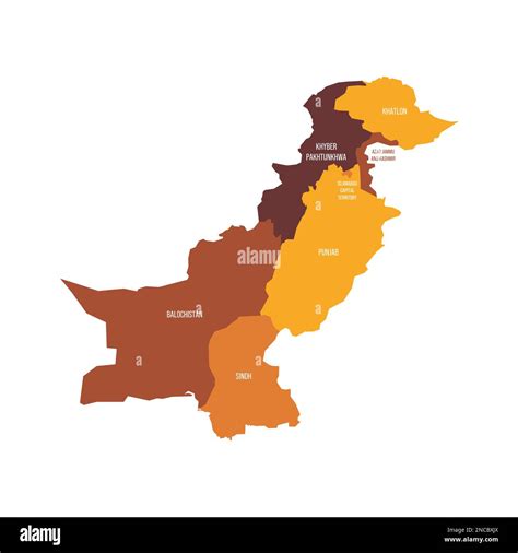 Pakistan Political Map Of Administrative Divisions Provinces And Autonomous Territories Flat