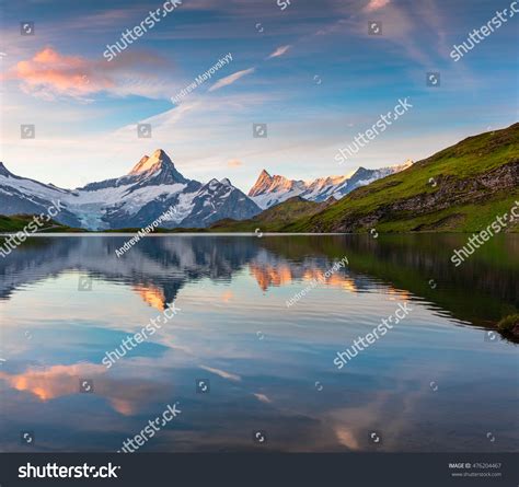 Wetterhorn Peak Reflected Water Surface Bachsee Stock Photo 476204467