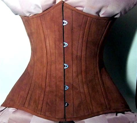 Real Double Row Steel Boned Underbust Corset From Lambskin Suede Excl