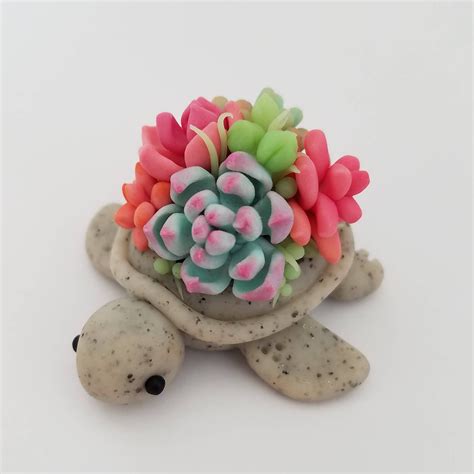 sosuperawesome succulent turtles by claybie polymer clay turtle clay turtle cute clay