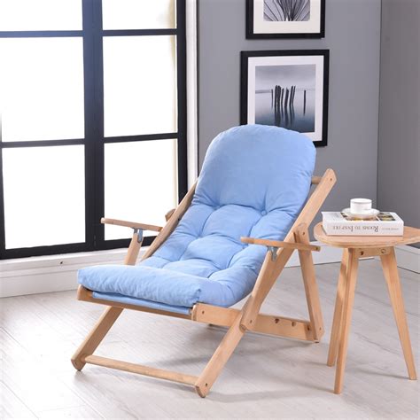 Soft And Comfortable Lazy Chair Wooden Foldable Reclining Chair Folding Chair Recreational Lunch Balcony Bedroom Furniture 