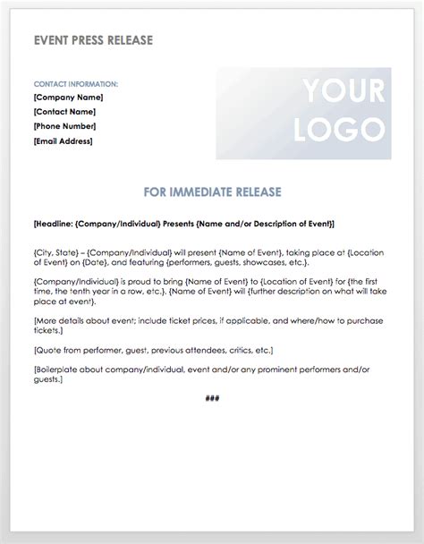 Press Release Word Template