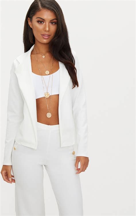 Cream Cropped Blazer Coats And Jackets Prettylittlething