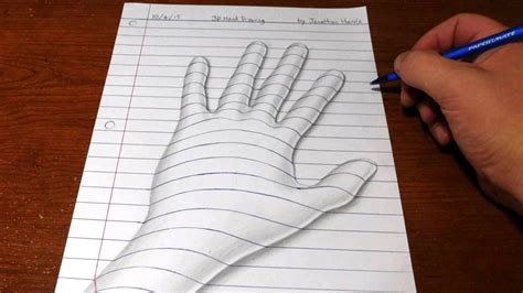 How To Draw A 3d Hand Line Paper Trick Art Optical Illusion Drawing