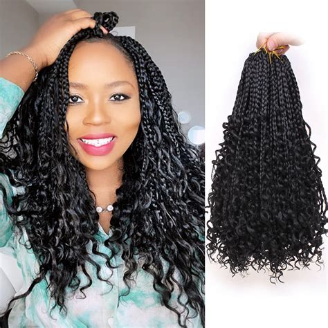 Buy Goddess Box Braids Crochet Hair With Curly Ends 14 Inch Ombre