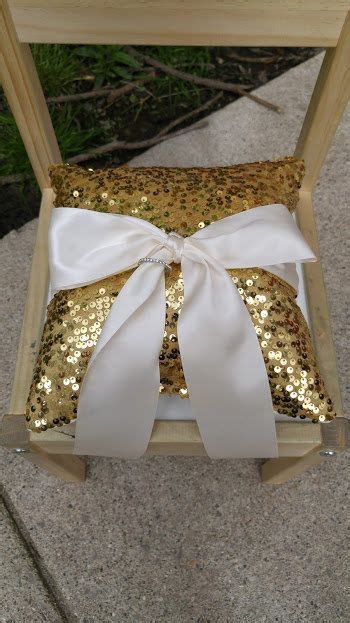 Wedding Ring Bearer Pillow Gold Sequin Ivory By Pillowrunway Ring