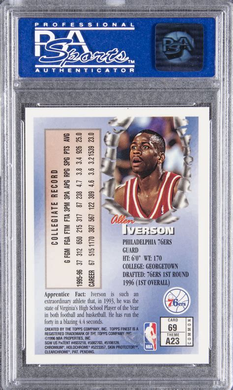 The first step is to search the card on ebay with the information you have. Lot Detail - 1996-97 Finest #69 Allen Iverson Rookie Card - PSA GEM MT 10