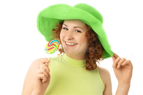 Woman With A Candy Stock Image Image Of Feminine Pose 24444421