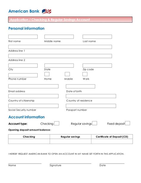 Personal bankers may work weekdays or schedules that include. American bank application form