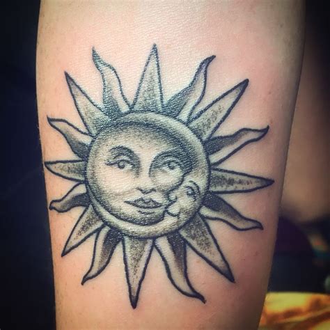 Sun And Moon Tattoo On Forearm Tattoos Moon Tattoo Forearm Tattoos