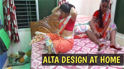 Requested Video Bengali House Wife Alta Design Youtube