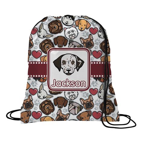 Dog Faces Drawstring Backpack Small Personalized