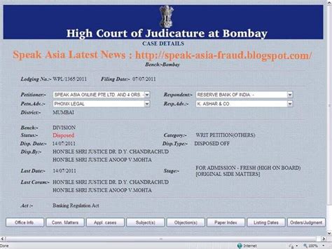 Supreme court of judicature and seal. Speak Asia Fraud - Genuine |Mumbai High Court DISPOSE Case ...