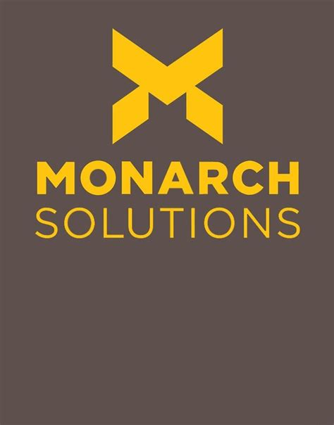 The Monarch Solution Logo Is Shown On A Brown Background With Yellow