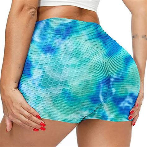 Venuzor Women Yoga Shorts Ruched Sexy Butt Lifting Anti Cellulite Shorts Booty Scrunch Textured