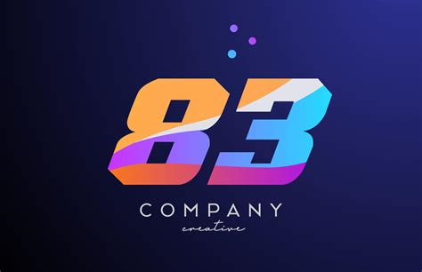 Colored Number 83 Logo Icon With Dots Yellow Blue Pink Template Design