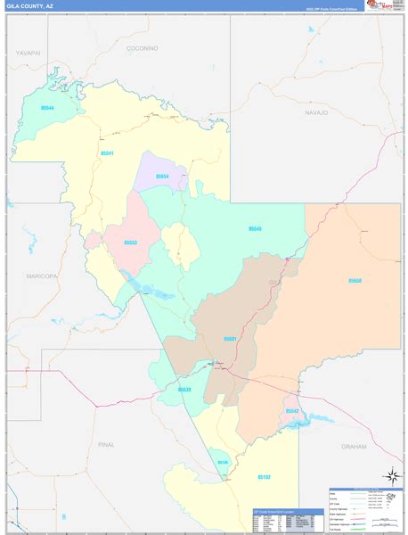 Gila County Az Wall Map Color Cast Style By Marketmaps Mapsales