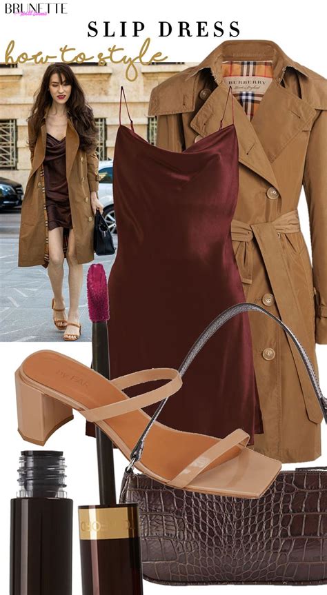 Brunette From Wall Street How To Style Slip Dress Burberry Trench Coat Strappy Sandals Shoulder