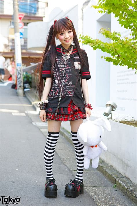 Hnaoto Gothic Harajuku Style W Twin Tails Striped Socks And Bunny Tokyo Fashion