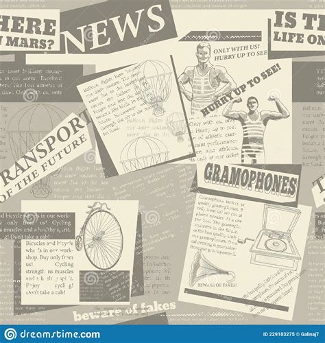 Collage Of Scraps Of Old Newspapers Stock Vector Illustration Of