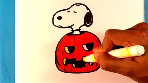 How To Draw Snoopy In A Pumpkin Peanuts Hallweeon Drawings Snoopy