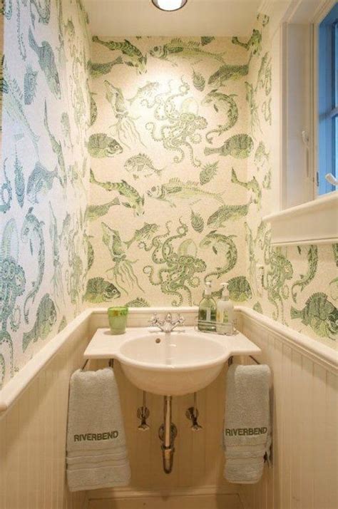 Octopus And Octopi Wallpaper With Green Gloss Tiles In A Brick Pattern