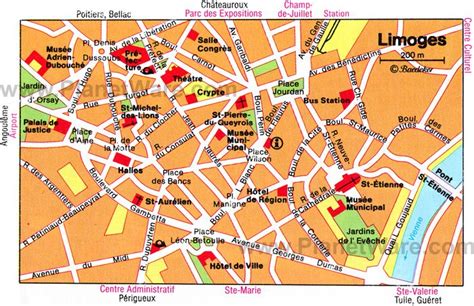 Limoges Tourist Map Francelimoges F Lim Li