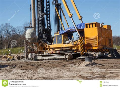 Pile Bore Machine Stock Image Image Of Foundation Steel 115177165