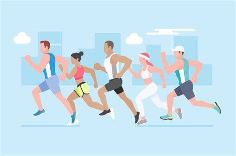 Group of People Running Marathon. | Running illustration, People running, Marathon running