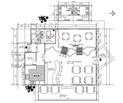 Restaurant Layout Plan With Bar Area In Dwg AutoCAD File Restaurant