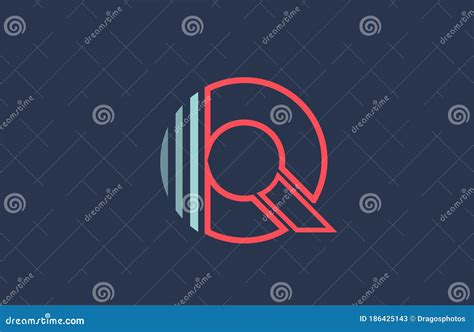 Blue Red Q Alphabet Letter Logo Icon For Company And Business With Line