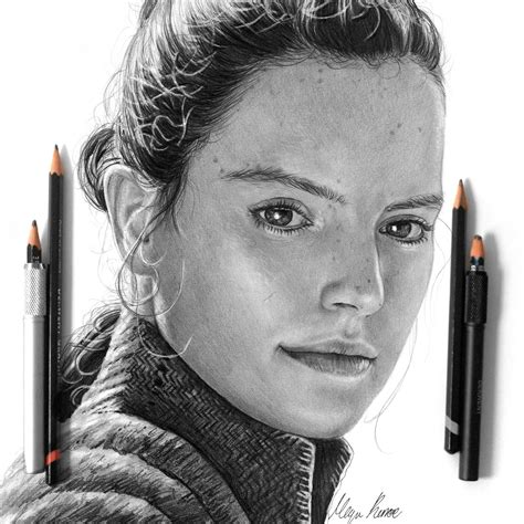 Graphite Drawing Of Rey By Myself Using Derwent Graphite Pencils On