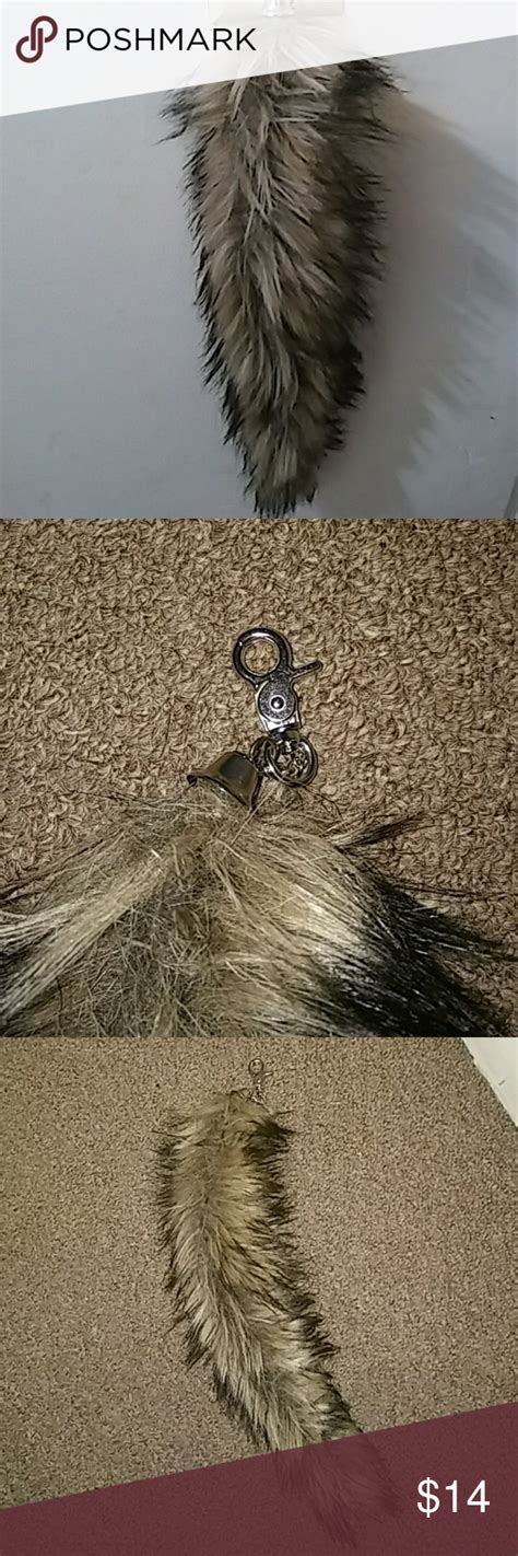 Faux Fur Wolf Tail Therian Otherkin Keychain Fluffy Fake Wolf Tail