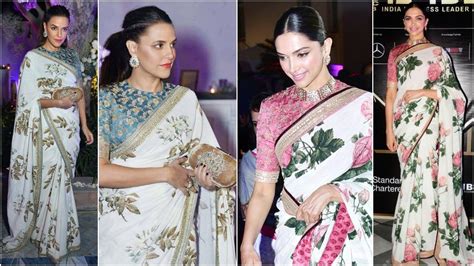 Neha Dhupia And Deepika Padukone In Floral Sabyasachi Sarees Who Wore