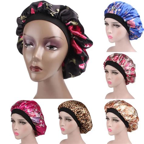 Sleep Cap Hat Sleeping Bonnet Hair Styling Protect Satin Scarves Long Hair Care Women Satin