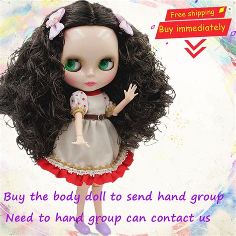Free Shipping Blygirl Doll Black Curls 30cm White Blyth Doll Body