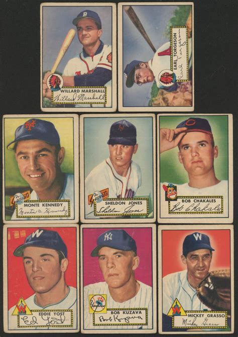 Lot Of 8 1952 Topps Baseball Cards With Eddie Yost 123 Bob Kuzava
