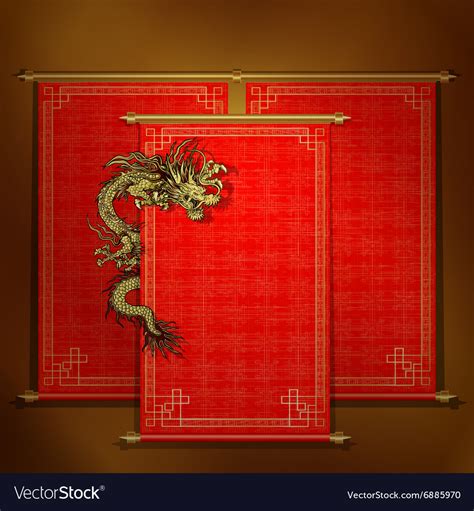 Red Scroll With Chinese Dragon Royalty Free Vector Image