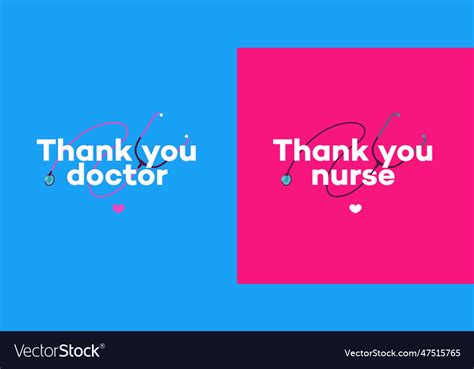 Thank You Doctors And Nurse Set Card Royalty Free Vector