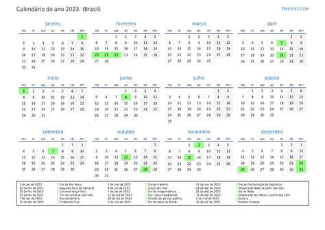Calendario 2023 Brasil Para Imprimir Gratis Imagesee